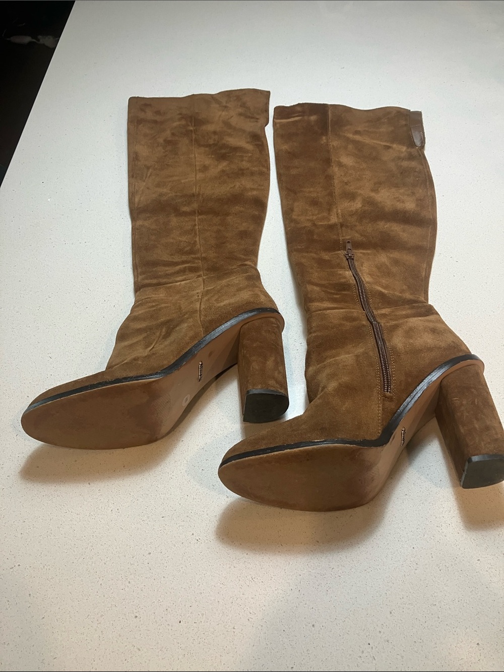 Gianni Bini Tan Suede Over-the-Knee Block Heel Boots